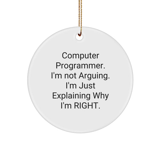 Christmas Gift for Teens Surprise Computer Programmer Circle Ornament - Image 1