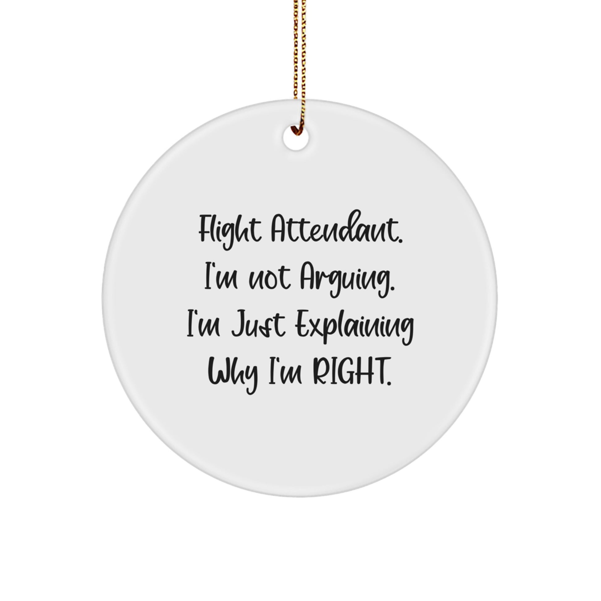 Funny Flight Attendant Gifts from Friends, Unique Circle Ornament for Men, Women, Coworkers, or Family Members - I'm Not Arguing. I'm Just Explaining Why I'm Right Christmas Decorations - Image 1