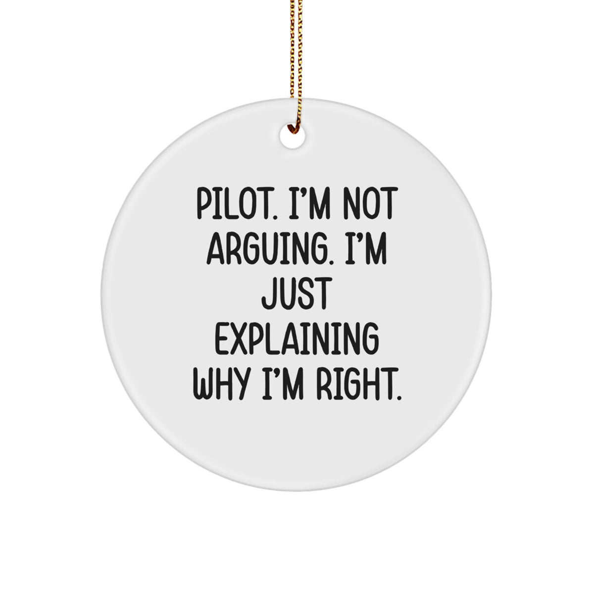 Christmas Ornament Gift Pilot. I'm Not Arguing. I'm Right. - Image 1