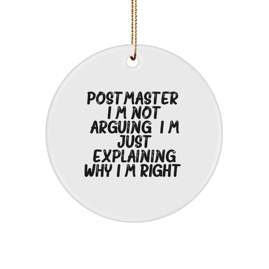 Gifts from Friends and Family for Postmaster - Funny Postmaster Circle Ornament, Christmas Unique Gifts, Postmaster Office Decor - Image 1
