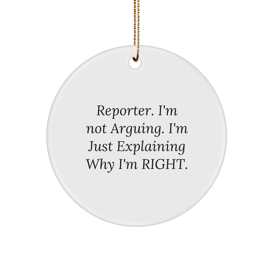 Funny Gifts for Reporters, Reporter Circle Ornament, Christmas Unique Decorations from Friends for Reporters - Image 1