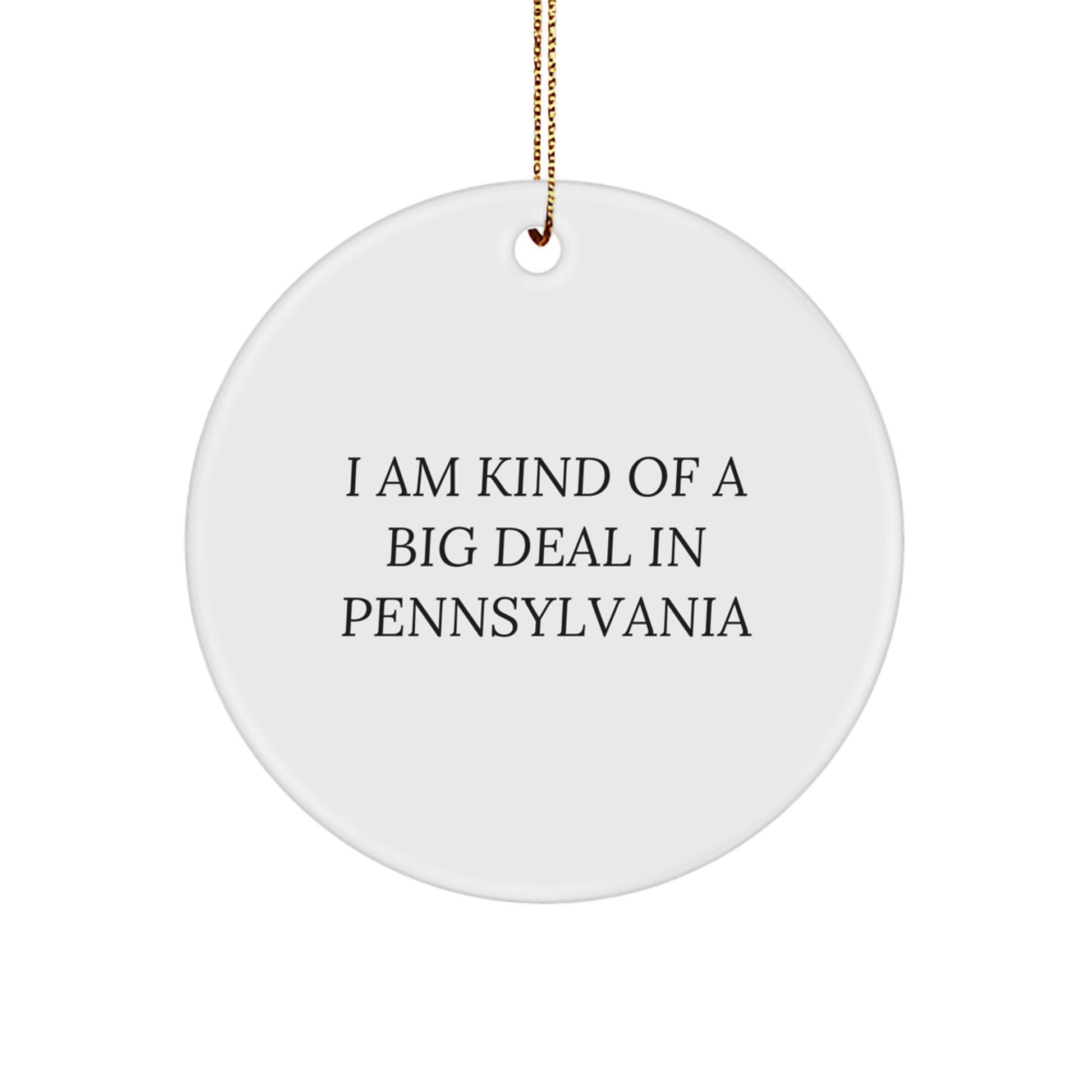 Fun Pennsylvania Christmas Unique Gifts for Men from Family, 'I Am Kind Of A Prime Selection In Pennsylvania' White Circle Ornament, Unique Pennsylvania Gifts - Image 1