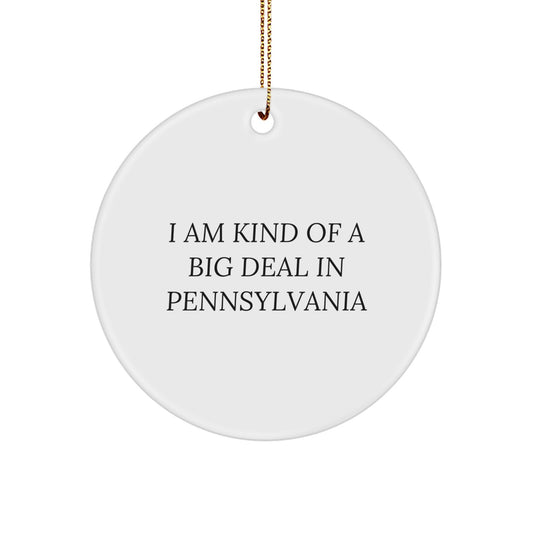 Fun Pennsylvania Christmas Unique Gifts for Men from Family, 'I Am Kind Of A Prime Selection In Pennsylvania' White Circle Ornament, Unique Pennsylvania Gifts - Image 1