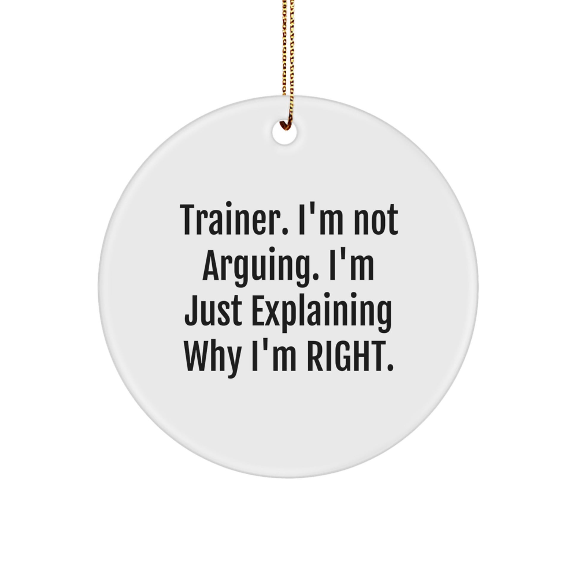 Funny Trainer Gifts from Men for Christmas Unique Circle Ornament, Trainer Humor, I'm Not Arguing Gifts for Trainer Friends and Family - Image 1