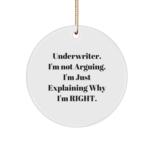 Funny Underwriter Gifts from Friends for Men and Women, Underwriter Circle Ornament, Christmas Unique Gifts - Image 1