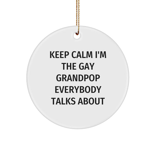 Gay Grandpop Christmas Ornament Gift - Keep Calm, Favorite for Kids - Image 1