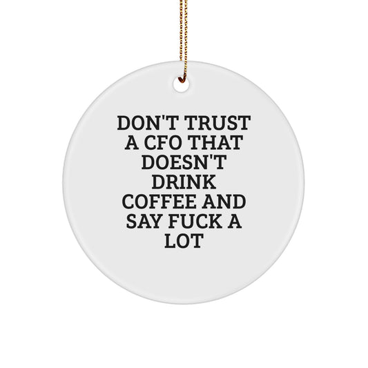 Funny CFO Quotes Gifts from Men to Friends Christmas Unique Circle Ornaments, CFO Office Decorations, CFO Funny Gifts for Christmas - Image 1
