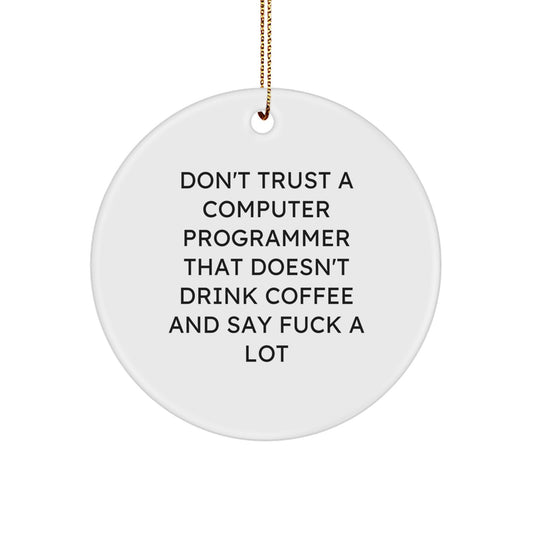 Funny Computer Programmer Gifts for Him, Cute Circle Ornament, Christmas Unique Presents from Friends to Men - Image 1