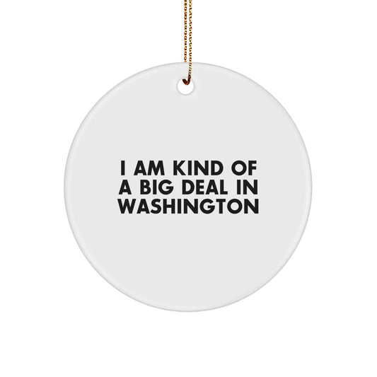Washington Circle Ornament, Funny Quote, Gifts from Mom to Son, Perfect for Christmas Decorations - White Circle Shaped Ornament, Made in USA - Image 1