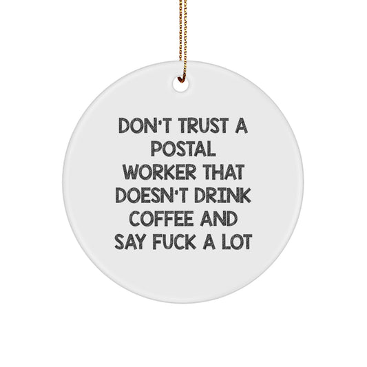 Christmas Gift for Teens Surprise Postal Worker Circle Ornament - Image 1