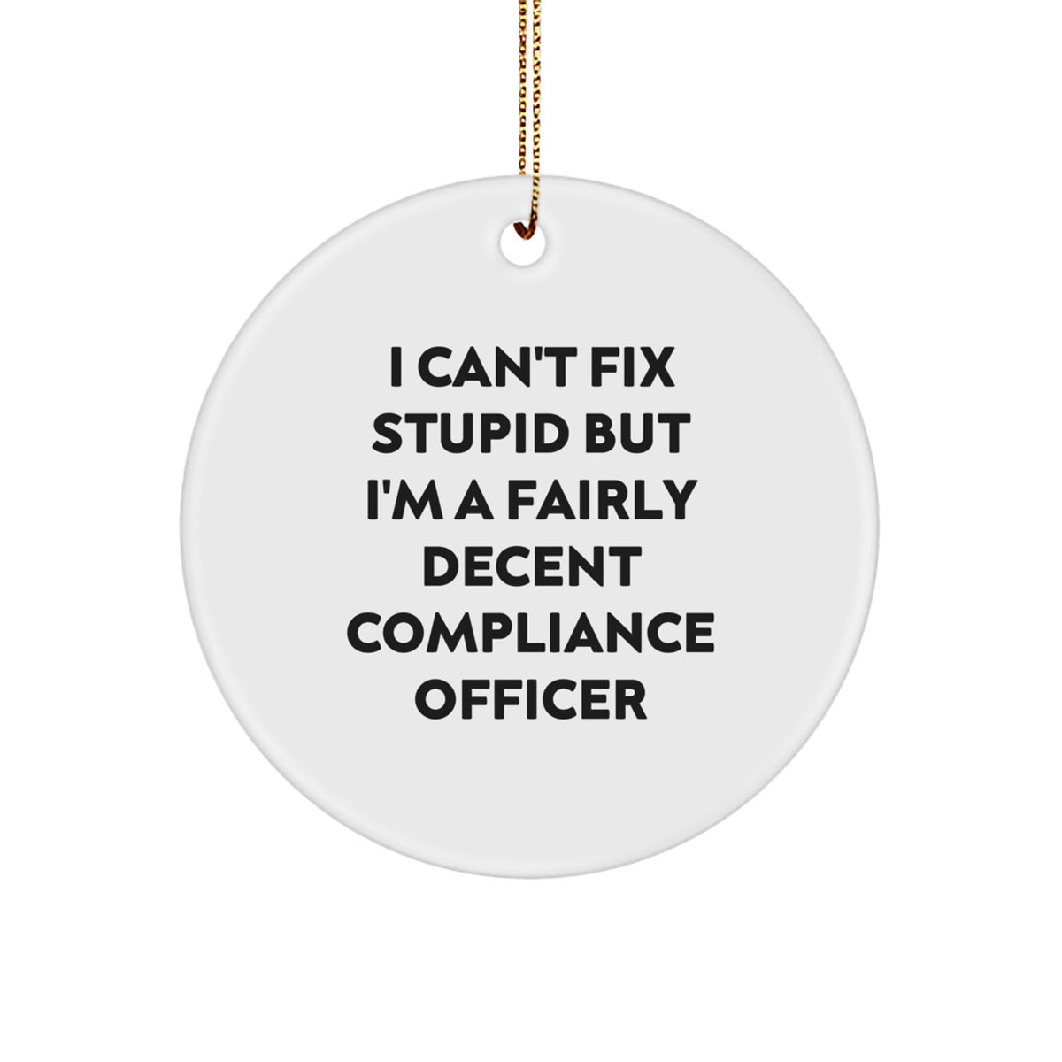 Christmas Ornament Gift for Her Compliance Officer - I Can't Fix Stupid - Image 1