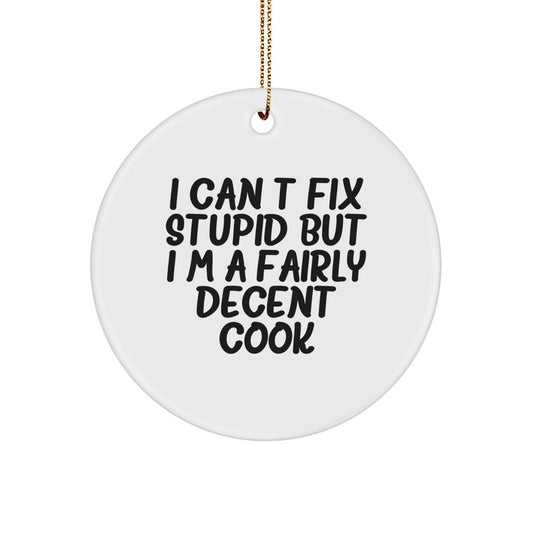 Cook Circle Christmas Ornament I Can't Fix Stupid for Coworkers Gift - Image 1