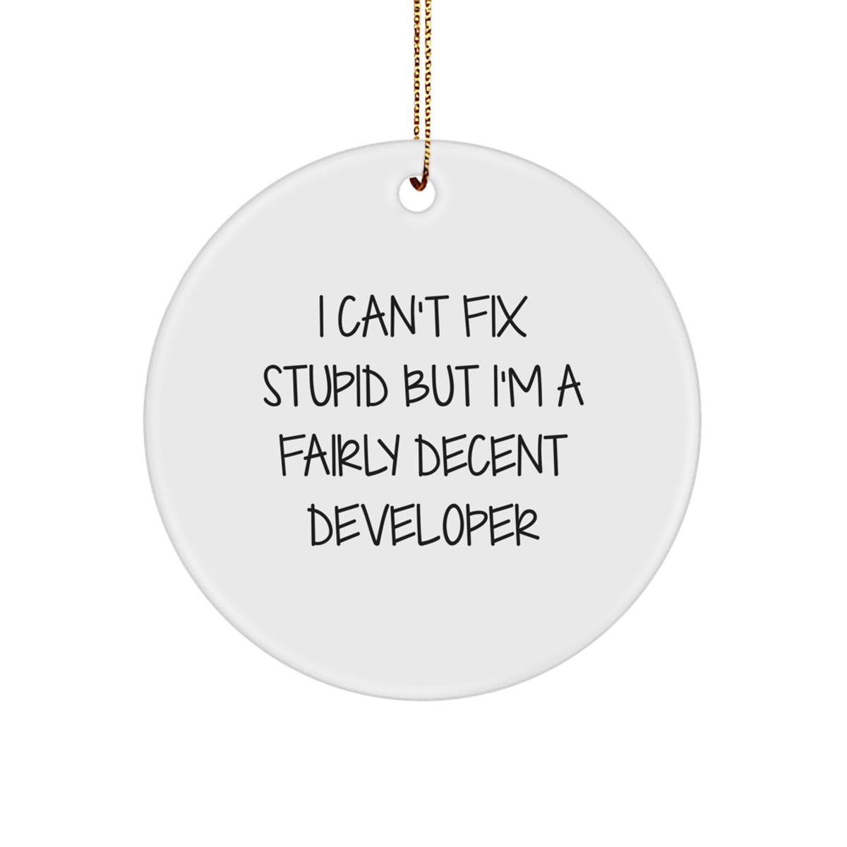 Family Treasure Developer Christmas Ornament Gift – I Can't Fix Stupid - Image 1