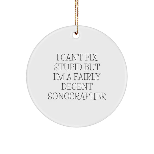 Funny Sonographer Gifts for Men - I'm A Fairly Decent Sonographer - Circle Ornament, Unique Christmas Unique Gifts from Friends - Image 1
