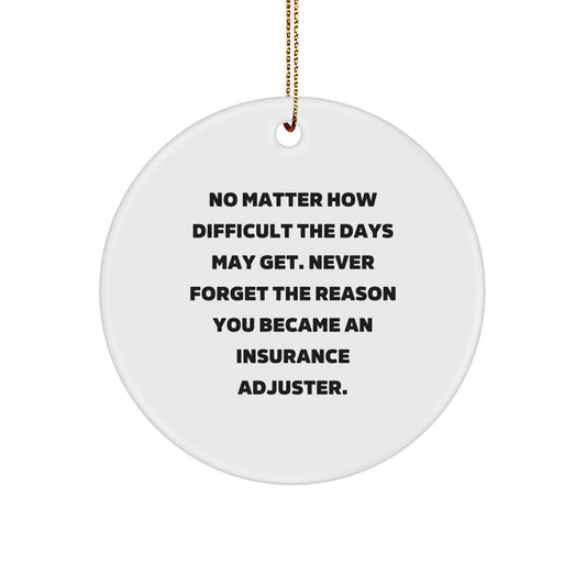 Funny Insurance Adjuster Gifts for Men, Christmas Unique Gifts from Friends, Never Forget the Reason Circle Ornament, Inspirational Quote for Insurance Adjuster - Image 1