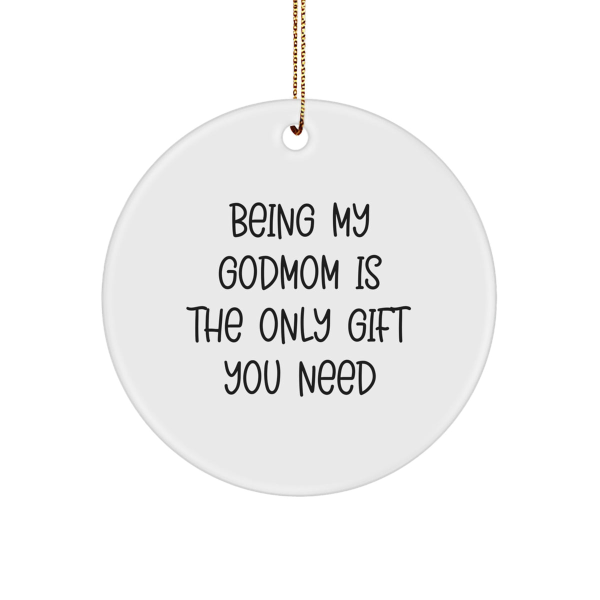 Christmas Gift for Her – Godmom Circle Ornament Present White MDF - Image 1
