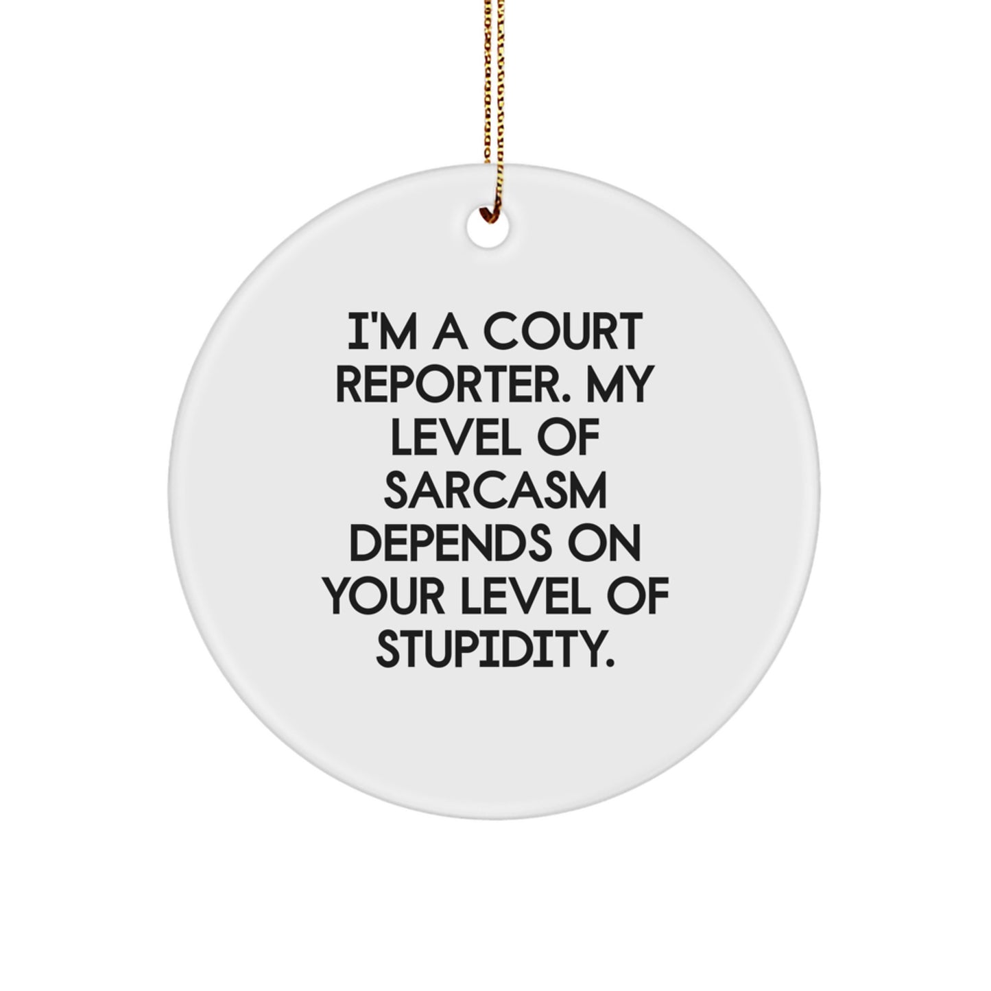 Funny Court Reporter Gifts for Men, Court Reporter Sarcasm Ornaments, Unique Circle Ornament Decorations Gifts from Friends at Christmas - Image 1