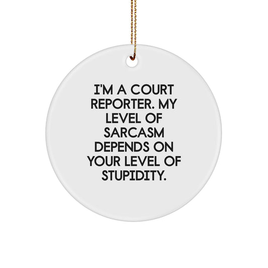 Funny Court Reporter Gifts for Men, Court Reporter Sarcasm Ornaments, Unique Circle Ornament Decorations Gifts from Friends at Christmas - Image 1