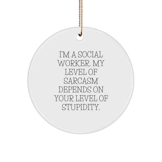 Funny Social Worker Gifts - Circle Ornament 'I'm A Social Worker...' - Christmas Unique Presents from Friends - Image 1