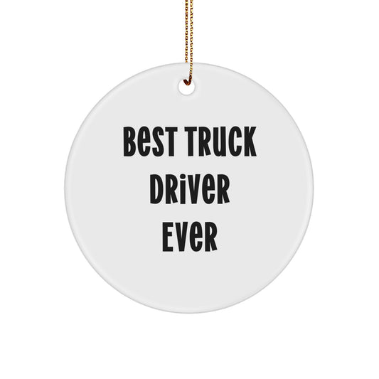 Funny Truck Driver Gifts from Friends for Truck Driver, Best Truck Driver Ever Circle Ornament, Christmas Unique Gift, Circle Shaped Ornament for Truck Driver - Image 1