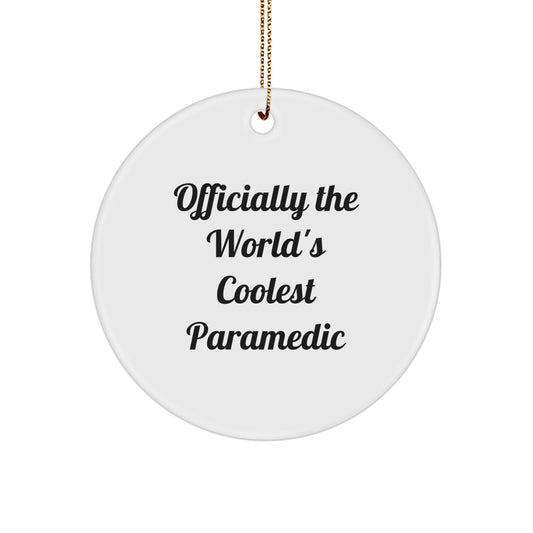 Funny Rescue Worker Gifts for Men, Rescue Worker Christmas Unique Gifts from Friends, Officially The World's Coolest Rescue Worker Circle Ornament for Rescue Worker - Image 1