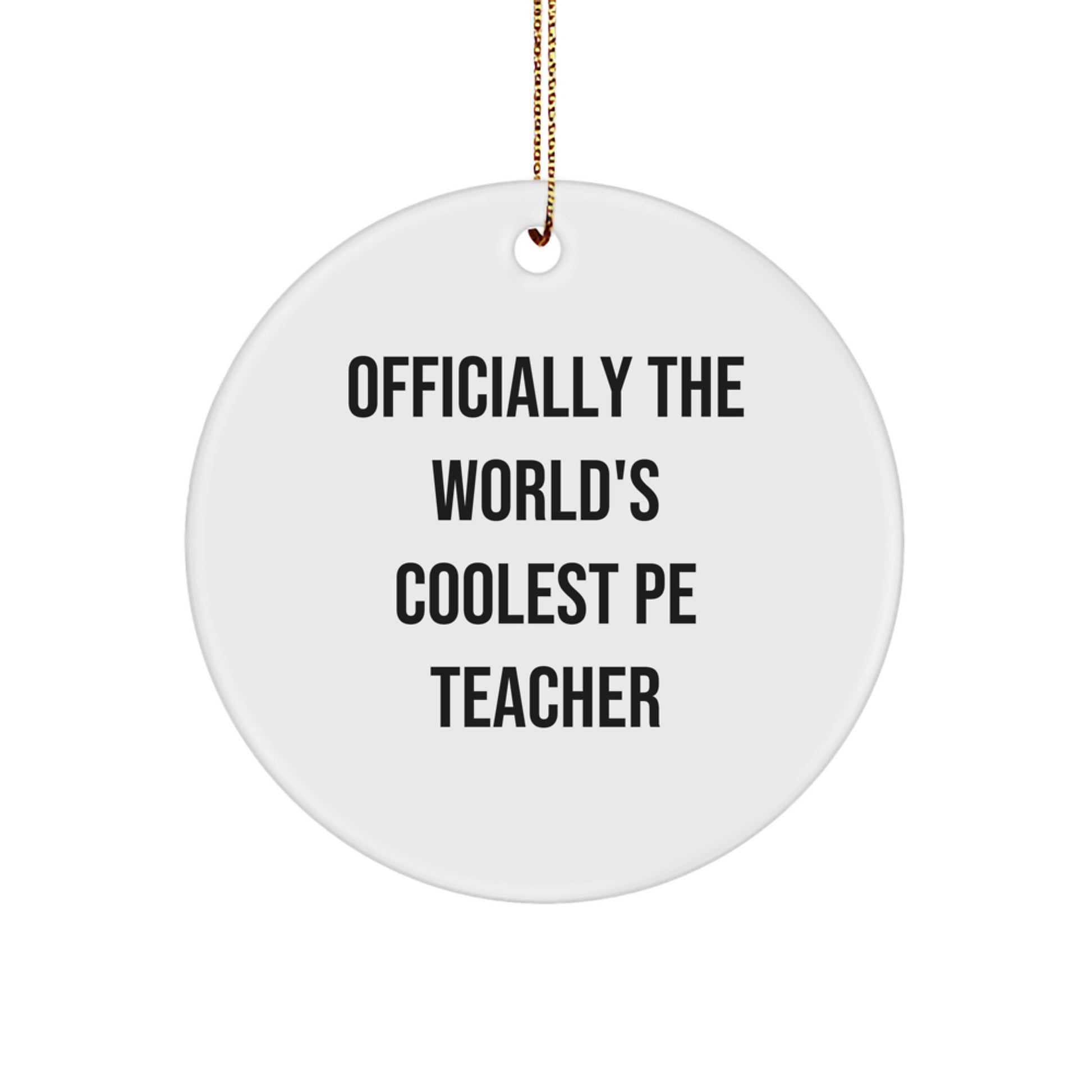 Funny PE Teacher Christmas Circle Ornaments Gifts from Friends - The World's Coolest PE Teacher, Unique Gifts for PE Teacher Men - Image 1
