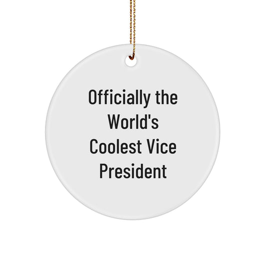 Funny Vice President Gifts from Friends, Officially The World's Coolest Vice President Circle Ornament, Christmas Unique Vice President Ornaments for Vice President - Image 1