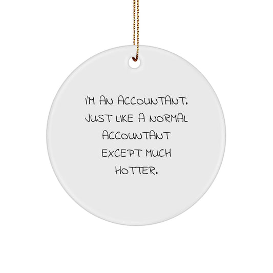 Funny Accountant Christmas Unique Gift, 'I'm An Accountant, Just Like A Normal Accountant Except Much Hotter', Circle Ornament for Friends, Family, Coworkers, Gifts from Men, Women, and Colleagues - Image 1