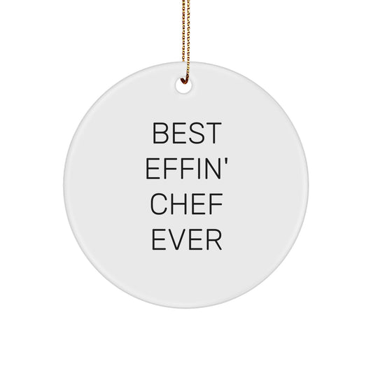 Funny Chef Gifts from Friends for Best Effin' Chef Ever Circle Ornament, Christmas Unique Presents for Men - Image 1