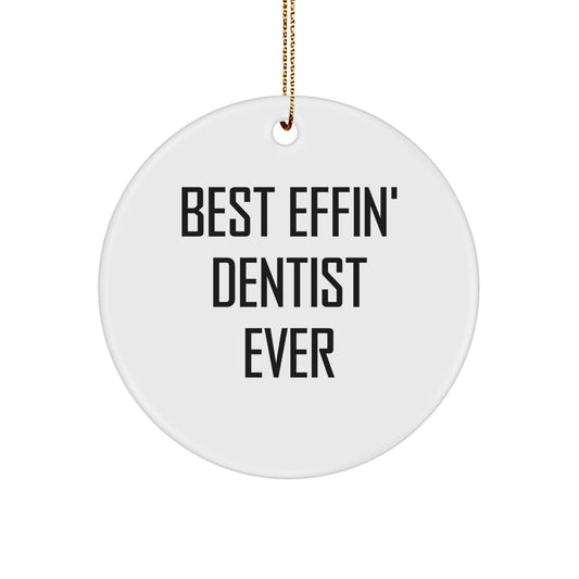 Funny Dentist Gifts from Men - Best Effin' Dentist Ever Circle Ornament Christmas Unique Gifts - Image 1