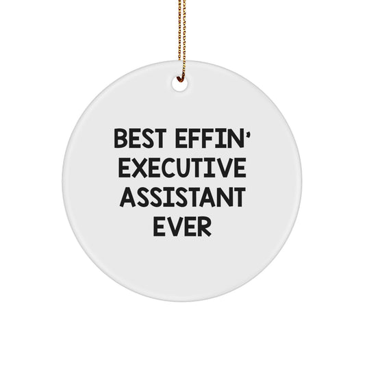 Funny Executive Assistant Gifts from Friends, Best Effin' Circle Ornament for Christmas - Image 1