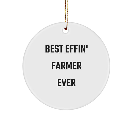 Gifts from Friends to Best Effin' Farmer Ever, Funny Circle Ornament for Christmas - Image 1