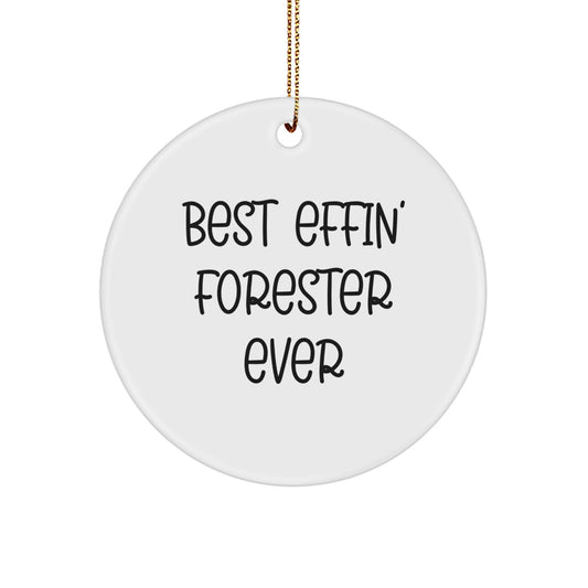 Funny Forester Gifts for Him, Circle Ornament, Best Effin' Forester Ever, Christmas Unique Gifts from Friends, Family, Coworkers - Image 1