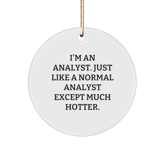Funny Analyst Gifts from Men, Christmas Unique Gifts for Analyst, Circle Ornament with 'I'm An Analyst. Just Like A Normal Analyst Except Much Hotter.' Quote - Image 1