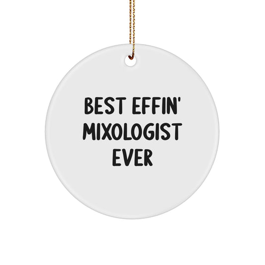 Funny Mixologist Gifts, Best Effin' Inspiration, Circle Ornament for Christmas Unique Gifts from Friends to Family - Image 1
