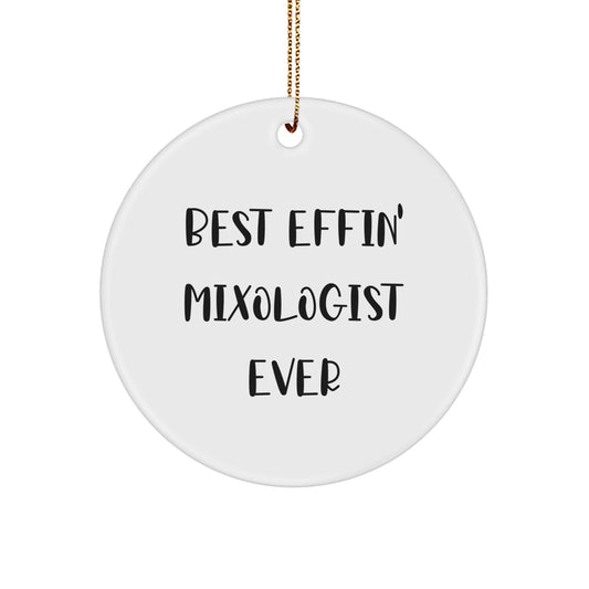 Funny Mixologist Gifts for Men, Best Effin' Mixologist Ever Circle Ornament, Christmas Unique Gifts from Family - Image 1