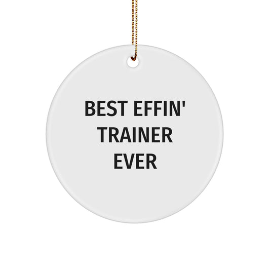 Funny Trainer Gifts from Men to Best Effin' Trainer Ever Circle Ornament for Christmas - Image 1
