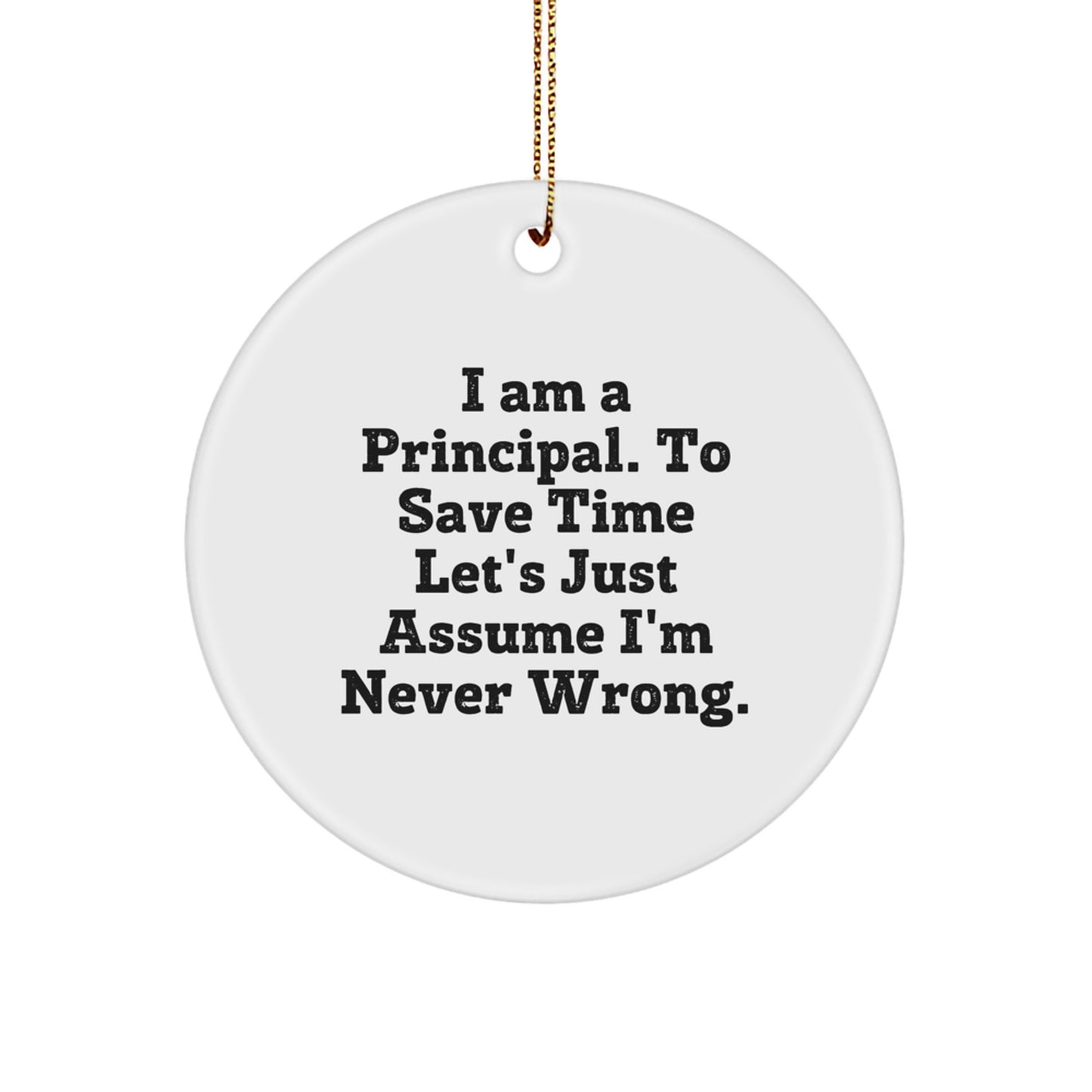 Funny Principal Circle Ornament, Gifts from Family, Friends, Coworkers for Principal, Christmas Unique Decorations - Image 1