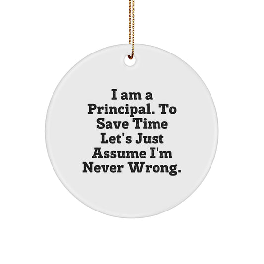 Funny Principal Circle Ornament, Gifts from Family, Friends, Coworkers for Principal, Christmas Unique Decorations - Image 1