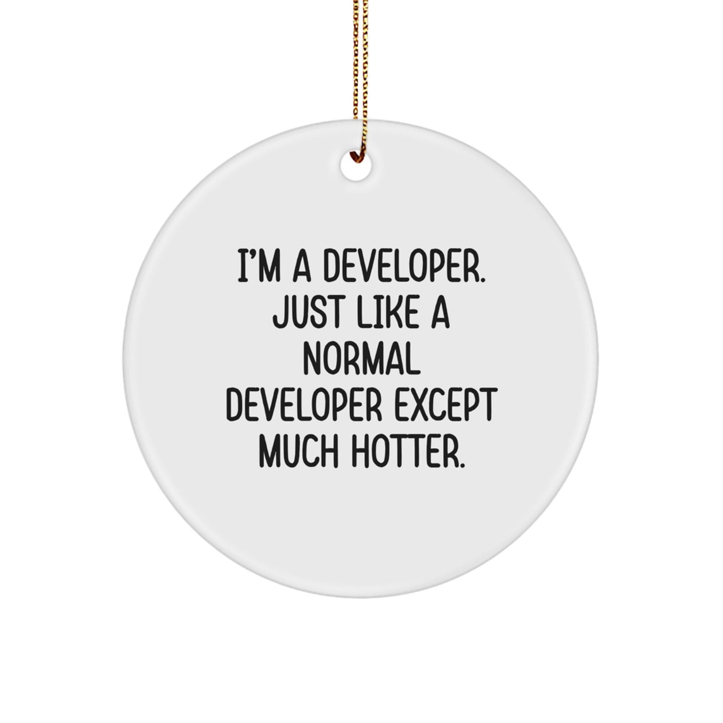 Funny Developer Christmas Unique Gifts, Circle Ornament for Developers, I'm A Developer. Just Like A Normal Developer Except Much Hotter., Gift for Him, Gifts for Developers - Image 1