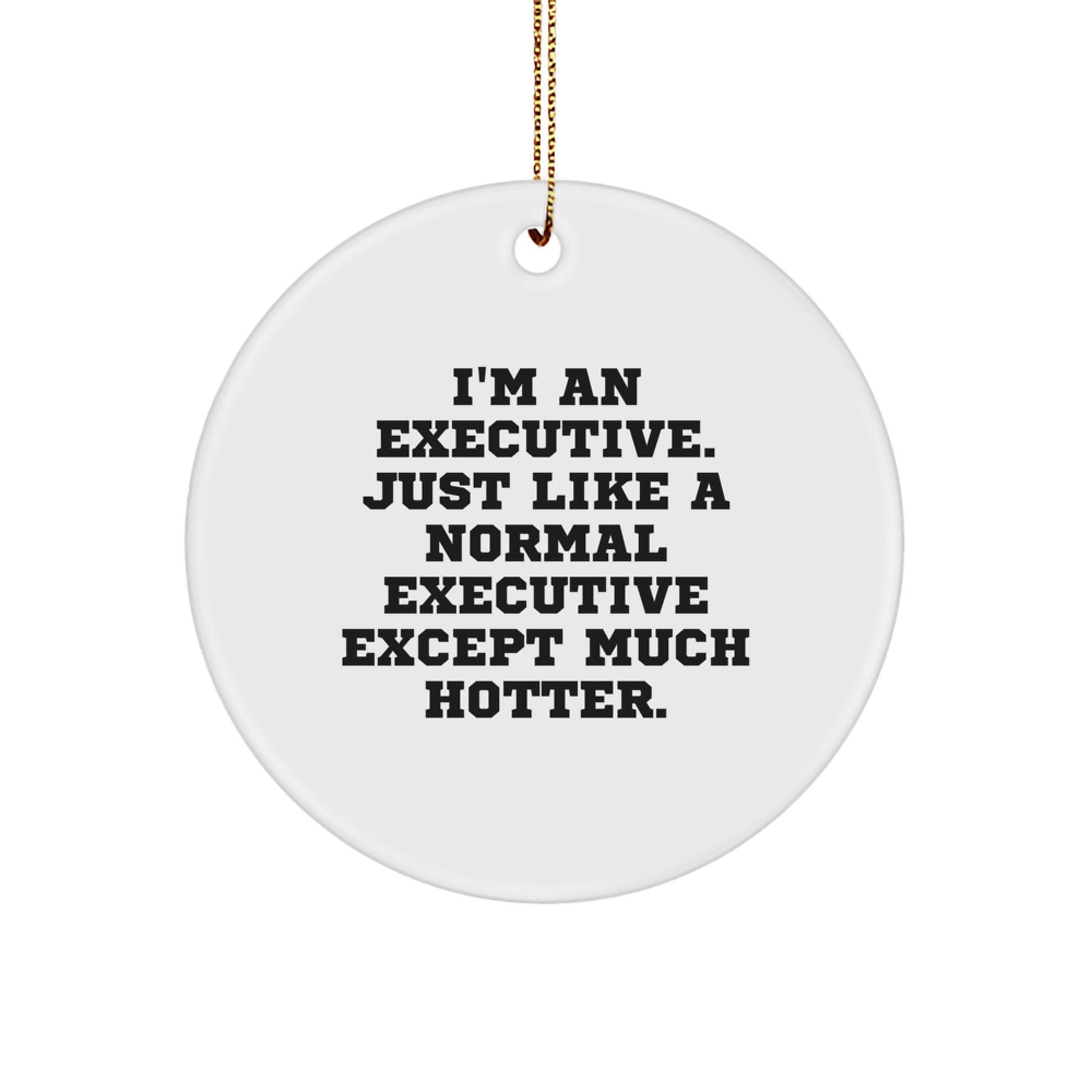 Funny Executive Gifts for Men - Executive Circle Ornament, I'm An 'Executive' Just Like A Normal One Except Much Hotter, Christmas Unique Ornaments - Image 1