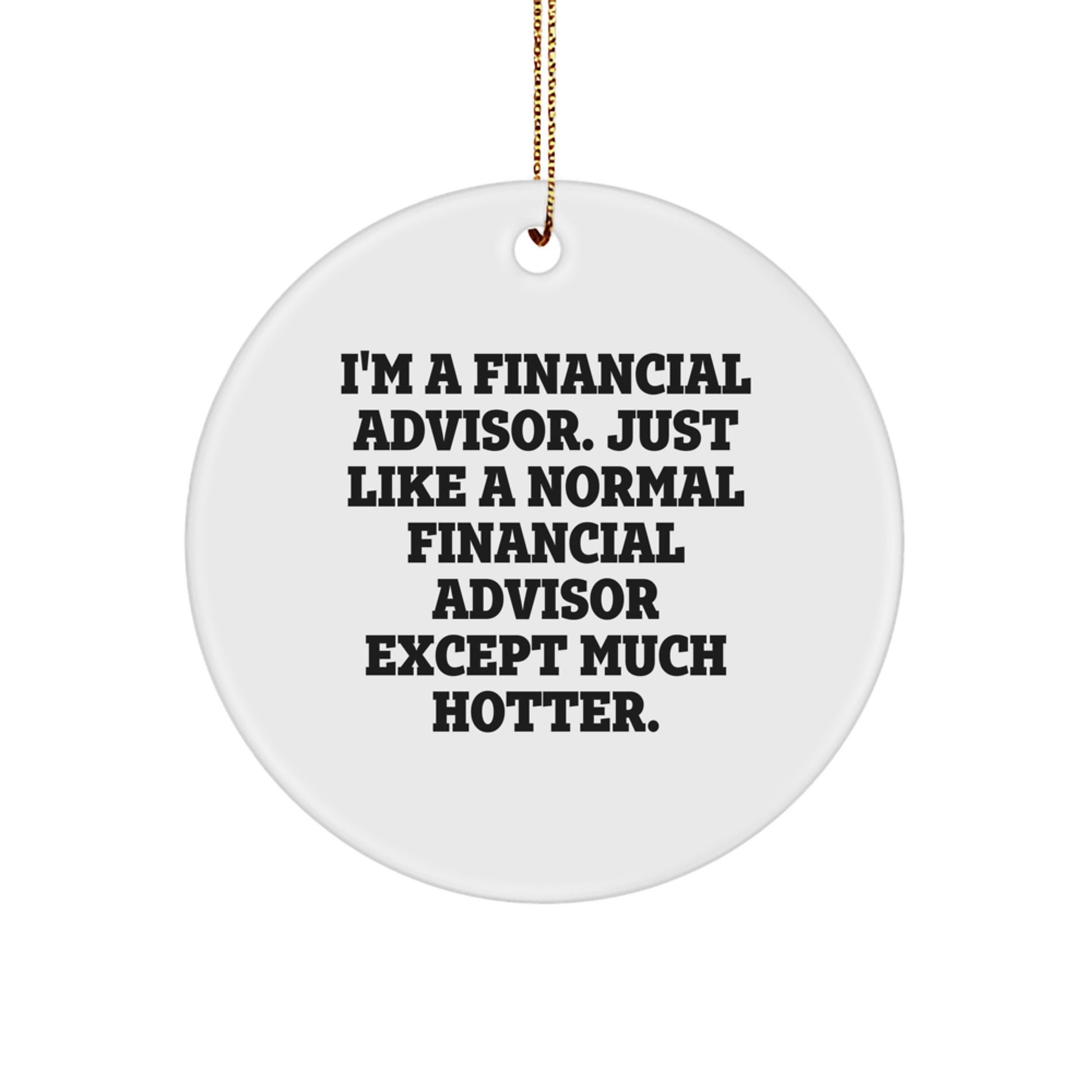 Funny Financial Advisor Gifts from Men to Friends - I'm A Financial Advisor Except Much Hotter. Circle Ornament for Christmas - Image 1