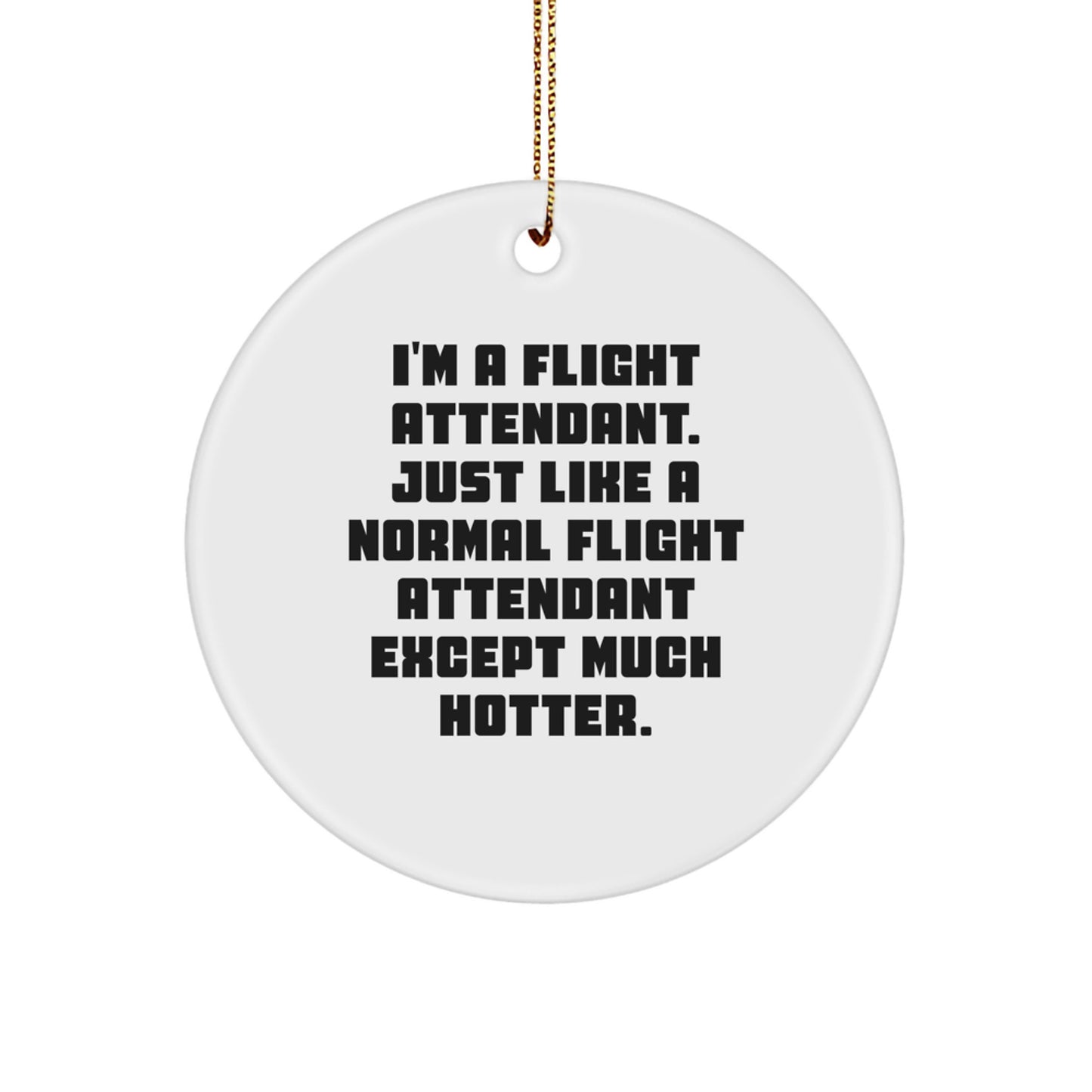 Flight Attendant Christmas Unique Gifts from Family Friends - Funny Circle Ornament - I'm A Flight Attendant Except Much Hotter - Image 1