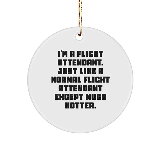Flight Attendant Christmas Unique Gifts from Family Friends - Funny Circle Ornament - I'm A Flight Attendant Except Much Hotter - Image 1