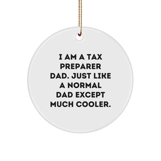 Tax Preparer Dad Gifts, Funny Circle Ornament, White, Christmas Unique Gifts from Family, for Tax Preparer Men - Image 1