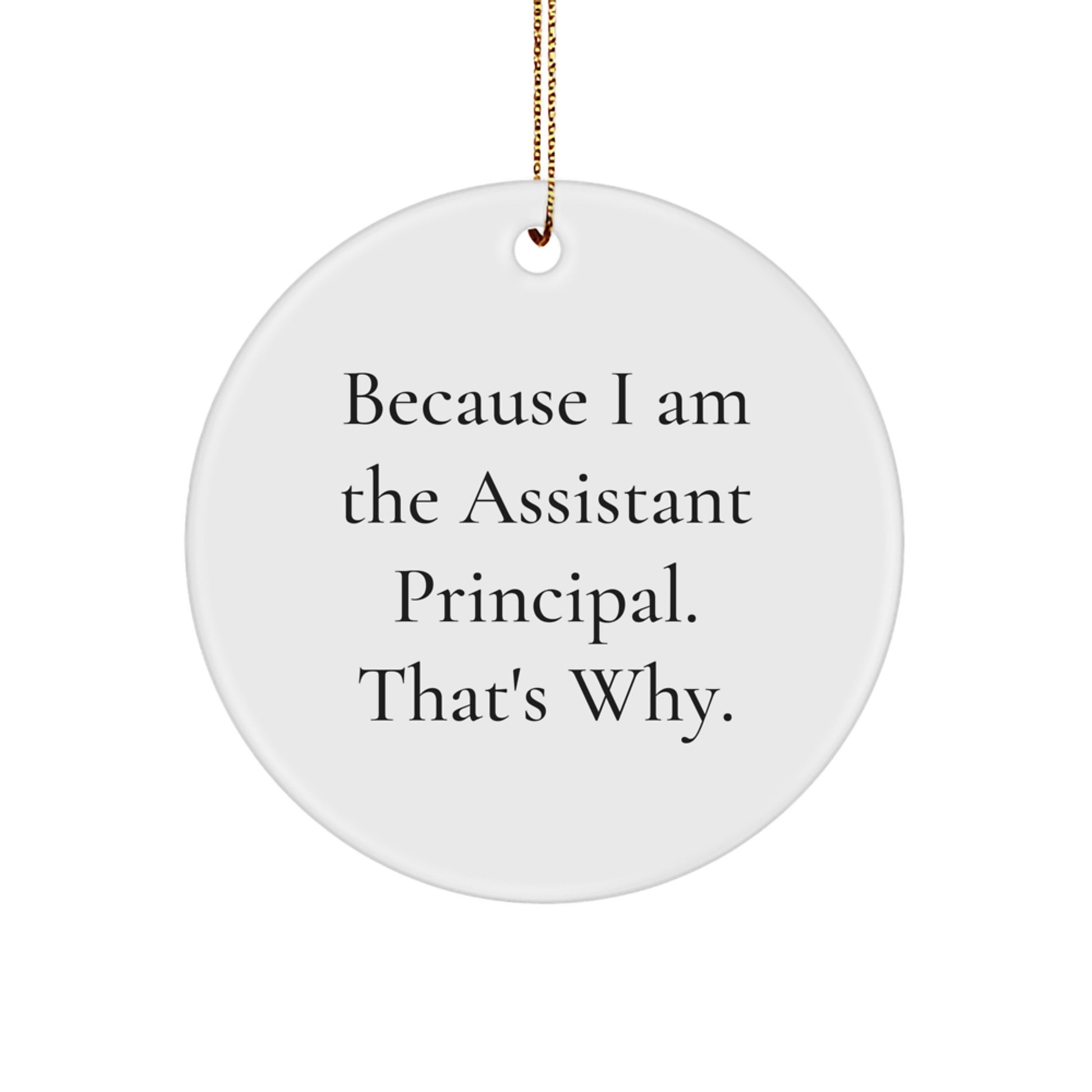 Assistant Principal Funny Circle Ornament Gifts from Men to Assistant Principals Because I Am The Assistant Principal. That's Why., Funny Christmas Unique Gifts for Assistant Principals - Image 1