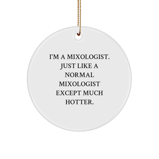 Funny Mixologist Gifts from Friends for Christmas Unique Ornament, Circle Decorations with I'm A Mixologist Hotter Quote - Image 1