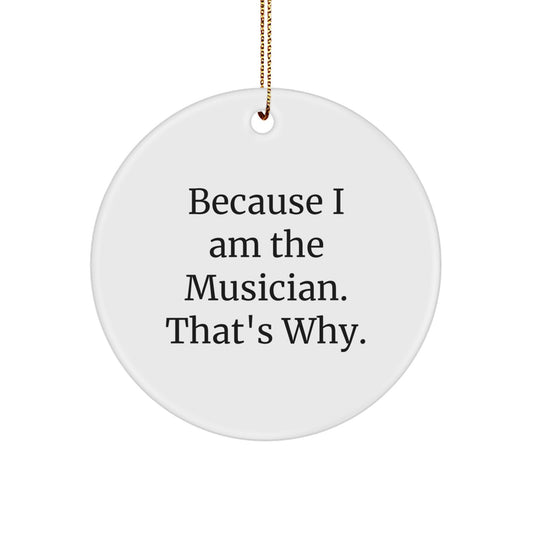 Unique Musician Gifts from Friends, Family, or Coworkers - Because I Am The Musician. That's Why. Circle Ornament, White, 2.75\ - Image 1