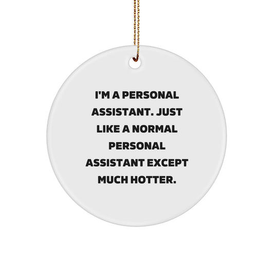 Funny Personal Assistant Gifts for Him - 'I'm A Personal Assistant' Circle Ornament, White, Christmas Unique Gifts from Friends, Coworkers, Family - Image 1