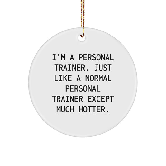 Funny Personal Trainer Gifts for Men from Friends, Unique Christmas Ornaments for Home Decor, Personal Trainer Circle Ornament for Men's Gym Room - Image 1